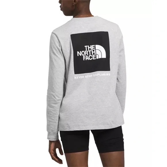 THE NORTH FACE • Heather Grey Women’s Long Sleeve Box Tee - Picture 4 of 5